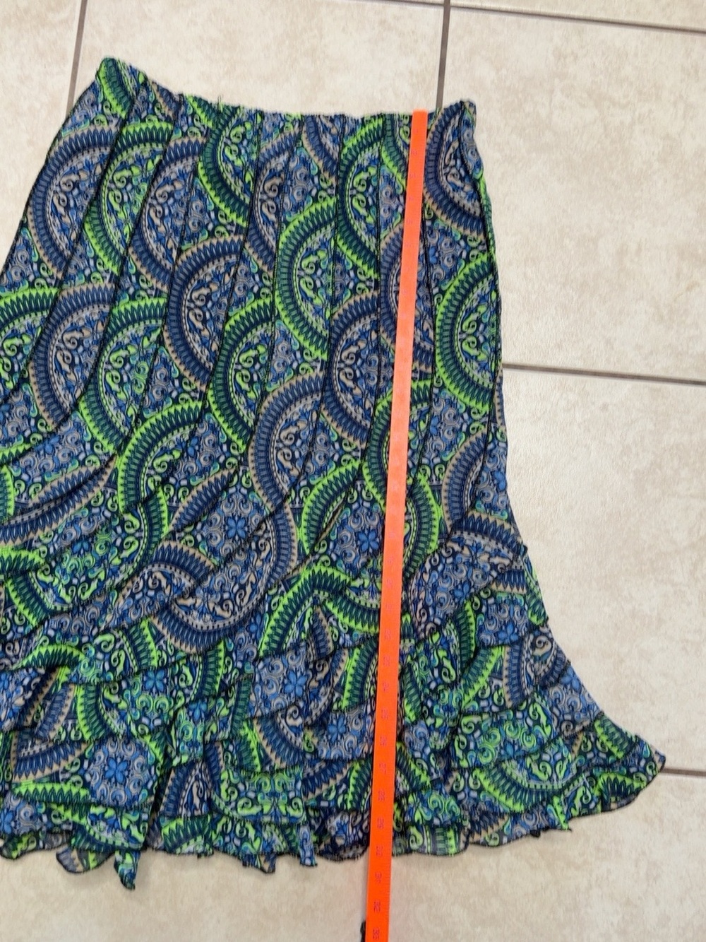 Mix Nouveau 100% Silk Paisley Ruffle Midi Skirt M Boho Y2K - Picture 5 of 6
